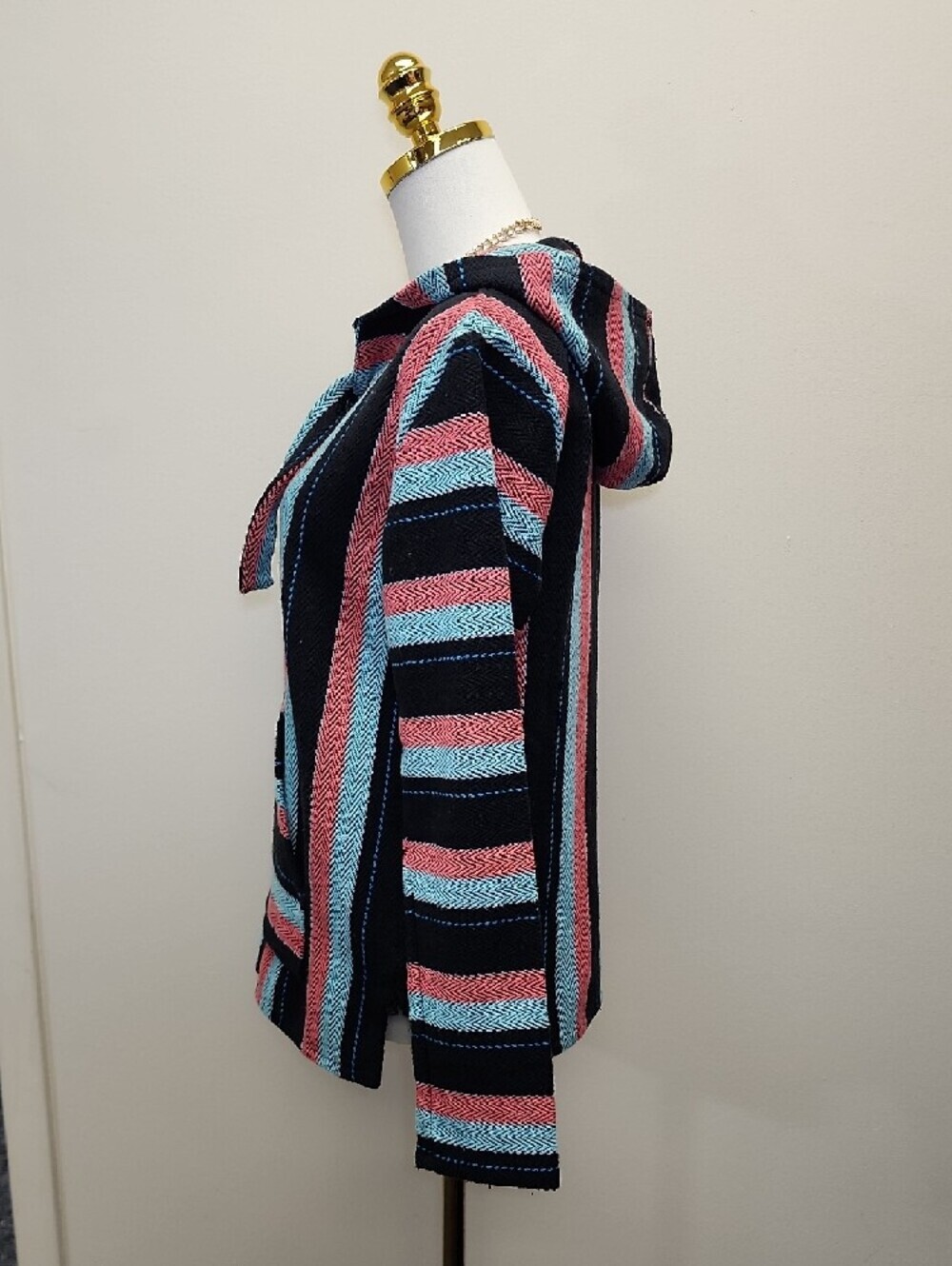 Senor Lopez Baja Hoodie Mexican Blanket Striped Pullover Size Medium - Picture 2 of 10